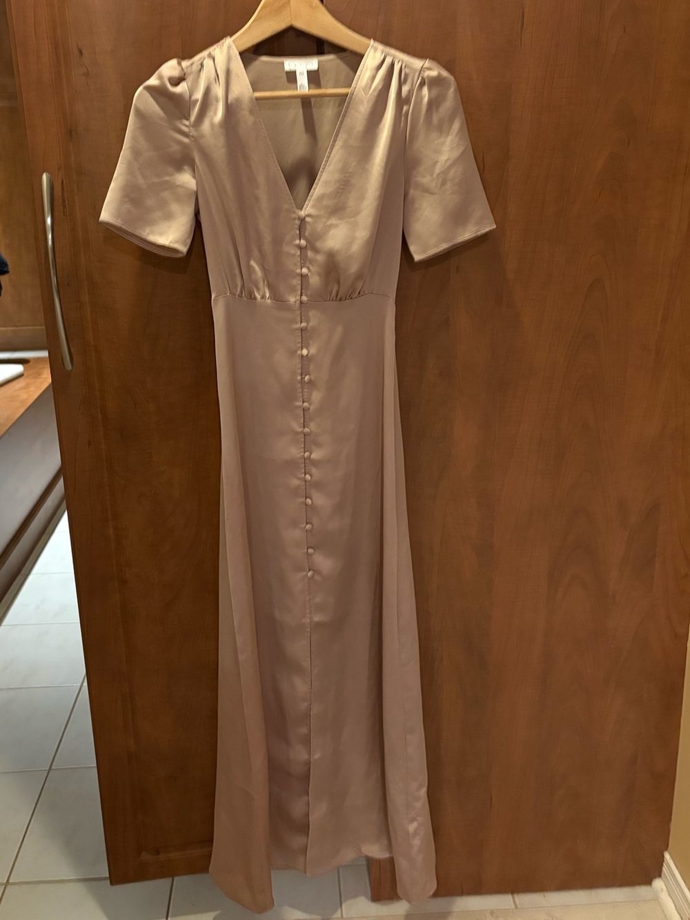 Leith Dusty Taupe Button-Front Maxi Dress